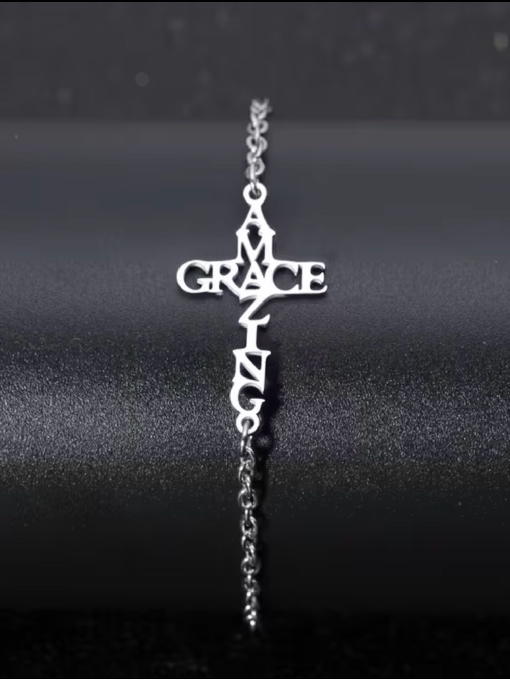 Grace Amazing Cross Nameplate Bracelet - Silver